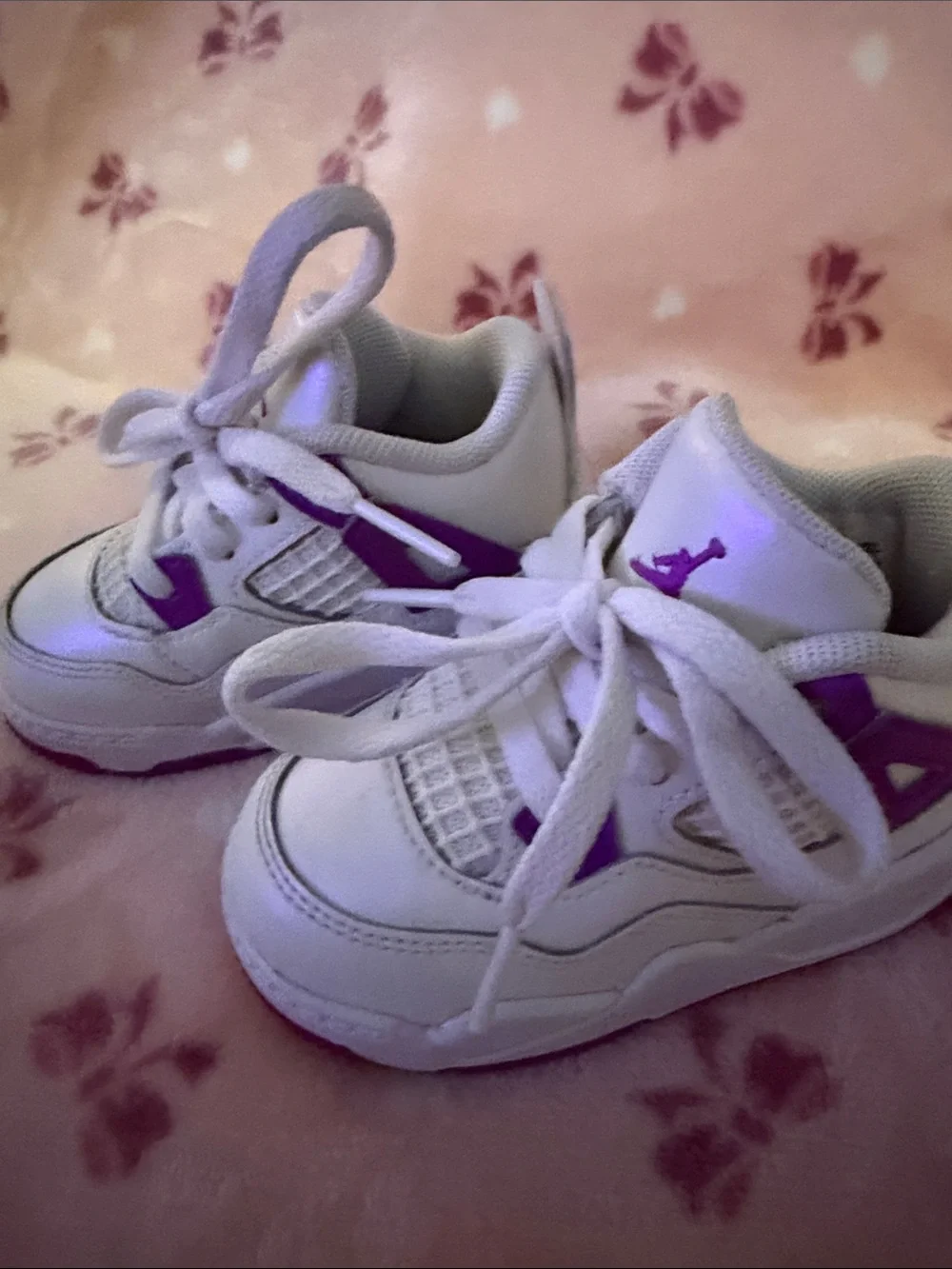 Jordan Baby Sneakers in White with Purple Accents